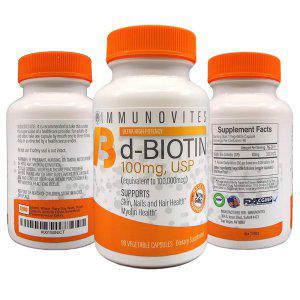 해외 IMMUNOVITES Biotin 100mg 비오틴 비타민 3팩 27