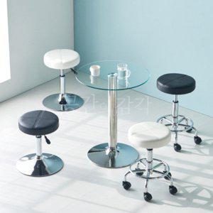 투명 유리 원형 테이블 600 미니 탁자 메탈 외다리 스틸 강화유리 호텔 로비 회사