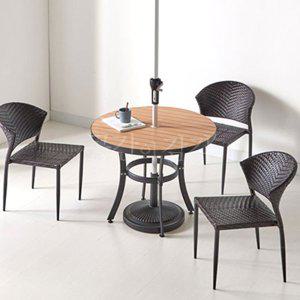 파라솔 꽂는 원형 테이블 900 야외용 탁자 수지목 꽂이 구멍 철제 옥상 테라스
