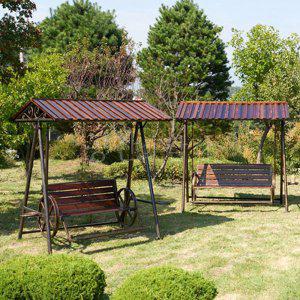 루프 일체형 그네 의자 스윙 체어 지붕 스틸 원목 엔틱 빈티지 야외용 정원