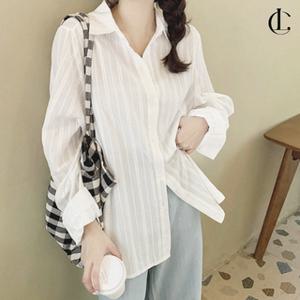 엘케이트 여성 블라우스 긴팔 정장 쉬폰 스트라이프 셔츠 LYT168