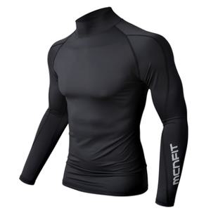 블랙 슬림핏 UV 터틀넥 긴팔 기능성 스포츠 티셔츠