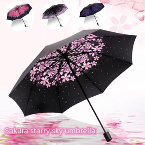 1pc 벚꽃 별 우산, 튼튼하고 컴팩트한 우산, 휴대용 여행 우산