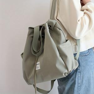 여성을 위한 경쾌한 색상의 간편한 백팩, 외출용 드로스트링 가방, 일상적인 사용을 위한 가벼운 대학생 통학 가방