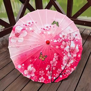 1pc 중국어 꽃 파라솔 우산, 실크 옷감 방수 스틱 우산 벚꽃 사쿠라 꽃 대나무 우산 결혼식 파티 장식 태양 보호