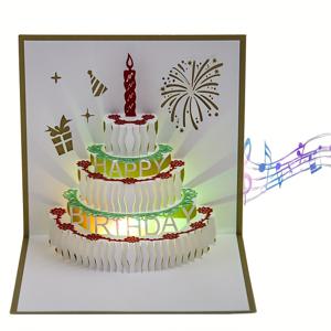 3D 음악 생일 카드 팝업 뮤지컬 생일 케이크 생일 축하 카드