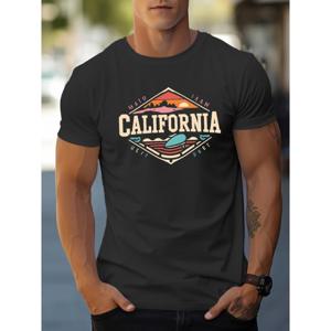 캘리포니아 비치 프린트 티셔츠, 남성용 티셔츠, 여름용 캐주얼 반소매 티셔츠