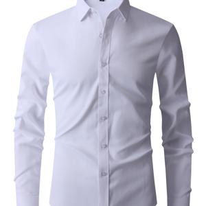 클래식 디자인 셔츠, 봄 여름 비즈니스를 위한 남성 세미 정장 버튼 업 옷깃 긴 소매 셔츠