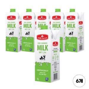 [믈레코비타] 밀크시크릿 저지방 1.5% 멸균우유 1000ml 6개