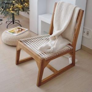 [신세계몰]티크나무 거실 등받이 홈카페 휴게실 의자 자취방 메이크업 의자
