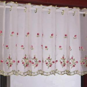 레이스 목가적 자수 꽃무늬 짧은 보일 커튼 원근법 펠렛 밸런스 주방 욕실 파브리