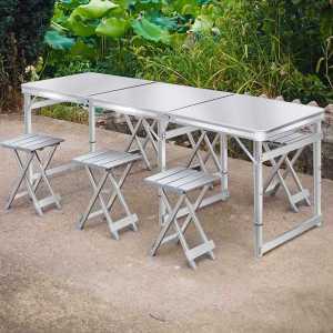 야외 접이식 테이블의자 6인용 세트 대형 테라스 식탁 업소용 탁자 휴대용 야외테이블 간이 캠핑 폴딩
