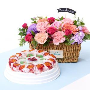 왕골카네이션바구니 + 꽃모찌떡케익(대) 꽃배송