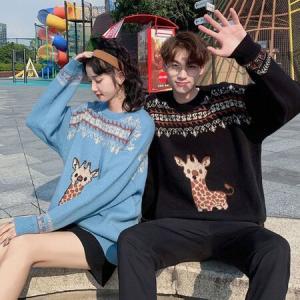 남녀공용 커플 니트티 스웨터 오버핏 루즈핏 캐주얼룩_MC