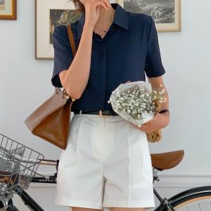 반팔 블라우스 여름 여성 링클프리 셔츠 여자 캐주얼 기본 남방 W439