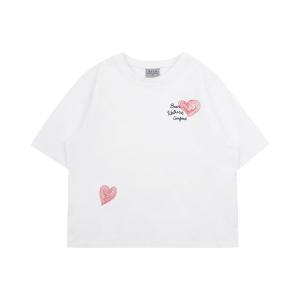 [대구백화점] [빈]여아 하트프린팅 화이트 반소매 티셔츠(BY18TS05WT)