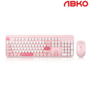 ABKO WKM01 무선 키보드 마우스 세트 (핑크) ㅡ