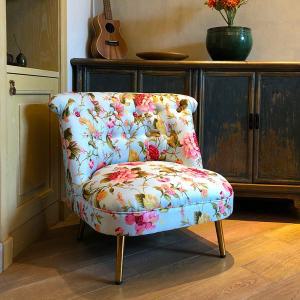잘생쁨 북유럽 거실 카페 플라워 패턴 1인용 패브릭 소파 쇼파 의자 꽃무늬 디자인 빈티지 엔틱 의자