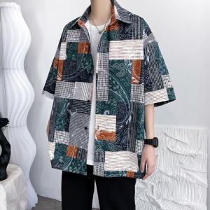 남성 오버핏 셔츠 하와이안 자켓 루즈핏 캐주얼 반팔 여름 남방 남자 오버사이즈 셔켓