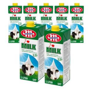 폴란드 믈레코비타 저지방 1.5% 멸균우유 유럽 최고급 우유 1L x 6개_MC
