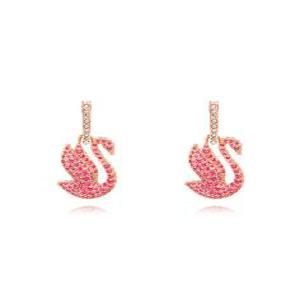 [스와로브스키] 여성 핑크 로즈골드 Iconic Swan 핑크 스완 드롭 귀걸이(5647544)