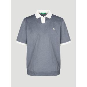 [빈폴] [Green] 투톤 피케 오픈 칼라넥 반소매 티셔츠  네이비 (BC4342N01R)