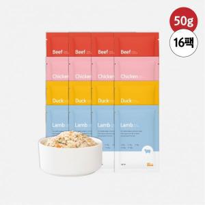 씽크라이크펫 강아지 화식 자연식 수제 사료 50g 4종(소/닭/오리/양) 16팩