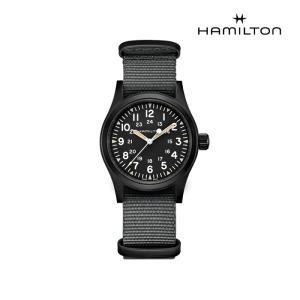 [롯데백화점]해밀턴 H69409930 카키 필드 메커니컬 38mm PVD 블랙 다이얼 그레이 스트랩 남성 시계