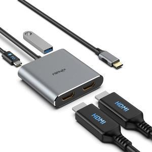 Fairikabe USB C 듀얼 HDMI 어댑터 4K60Hz 4 in 1 to 100W PD 충전 타입 컨버터 2 허브 확장 디스플레이 썬