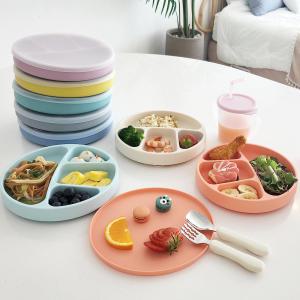 아가프라 큐티 실리콘 흡착식판+뚜껑 자기주도 이유식 볼 아기 이유식 용기 그릇