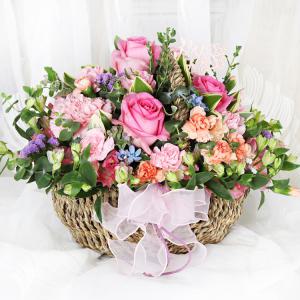 당일 꽃배달 핑크빛사랑 장미 카네이션 꽃바구니 A1799