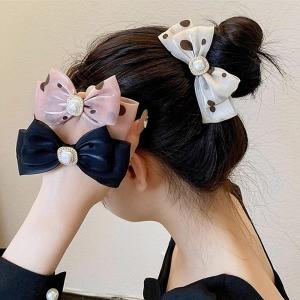 [VY] 여자 땡땡이 귀여운 왕리본 큐빅 진주 도트 머리끈