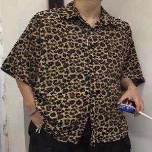 남자 호피무늬 호랑이무늬 데일리 셔츠 호피깡 5부 반팔셔츠 남 여름 얇은