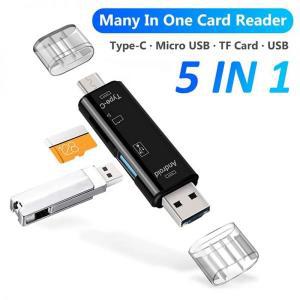 sd카드리더기 휴대폰용 OTG 카드 리더 USB C 타입 마이크로 TF SD U 디스크 메모리 어댑터 액세서리 5 in 1