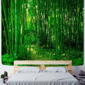 벽가리개 패브릭가리개 태피스트리 대형 천 녹색 대나무 숲 자연 디자인, 나뭇결 태피스트리, 벽걸이, 거실