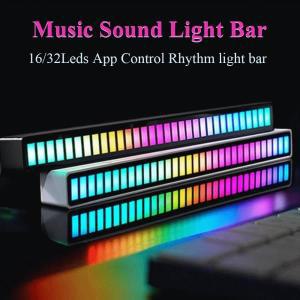 FTOYIN-크리에이티브 RGB 음악 사운드 라이트 바, 5V USB 16/32Led 앱 제어 리듬 야간 조명 픽업 주변