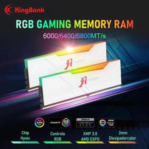 KingBank RGB 메모리 하이닉스 A-다이, 칩, AMD 인텔 CPU 마더보드 데스크탑 DDR5, 32GB(21x16GB), 6400MHz