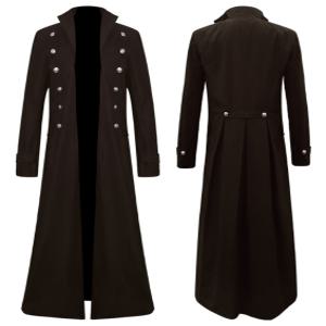 빈티지 중세 의상 스팀펑크 고딕 블랙 롱 재킷 코트 뱀파이어 코스프레 해적 할로윈 복장 남성 트렌치코트