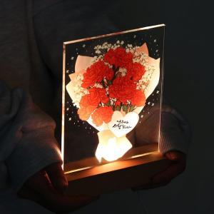 [아로마컴퍼니]카네이션 꽃다발 LED 아크릴 무드등 어버이날 스승의날 감사의달 선물