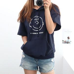여성 페이스 후드 반팔 맨투맨 티 여름 프린팅 티셔츠