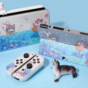 조이콘커버 조이콘스틱커버 닌텐도 스위치 OLED 케이스 바다 고양이 개 무광 하드 쉘 투명 조이 콘 보호 커