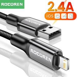 Rocoren 아이폰용 USB 케이블 아이폰 14 12 11 프로 맥스 Xs X 8 플러스 24A 고속 충전 케이블 아이폰 충전