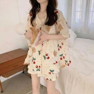 [오노마] ONM 여성 레이스 반팔 반바지 홈웨어 잠옷 파자마 세트 (S9874110)