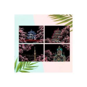 컬러 스크래치 카드 컬러링북 DIY(A4) 벚꽃엔딩(4종) x2 아트 도안 그림 페이퍼 집중력 취미 미술 풍경