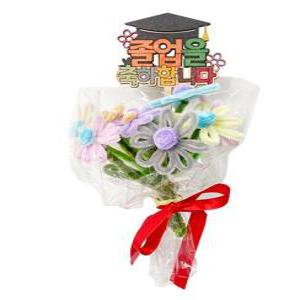 [셀러허브잡화][S52P604OT]축졸업 졸업 우드 토퍼 모루 꽃다발 만들기