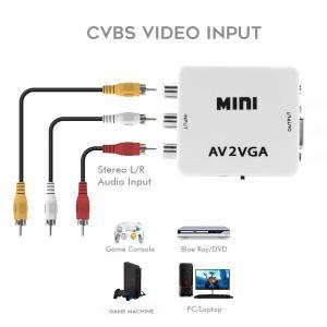 변환기 AV RCA CVBS VGA 비디오 컨버터, 3.5mm 오디오, PAL NTS 어댑터 지원, TV 셋톱 박스 모니터 PC용