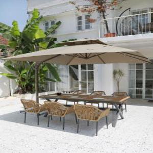 야외 테라스 파라솔 라탄 식탁 의자 세트  테이블 우산 테라스 카페 비치 차박