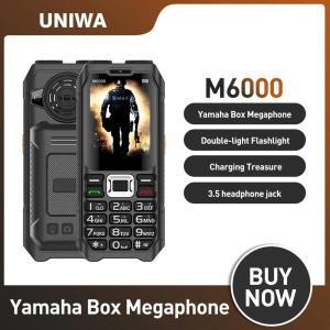 스마트폰 공기계 정식발매 새제품 UNIWA M6000 보조배터리 2G 피처폰, 2.3 인치 FM 라디오 MP3 음성 레코드