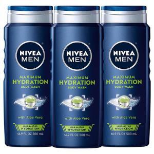 NIVEA MEN 맥시멈 하이드레이션 바디 워시 백퍼센트6.9 Fl oz 3팩 건성 피부용 알로에 베라 함유