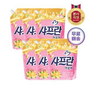 [엘지생활건강]샤프란 아로마 섬유유연제 바닐라 핑크 리필 2.1L x 6개